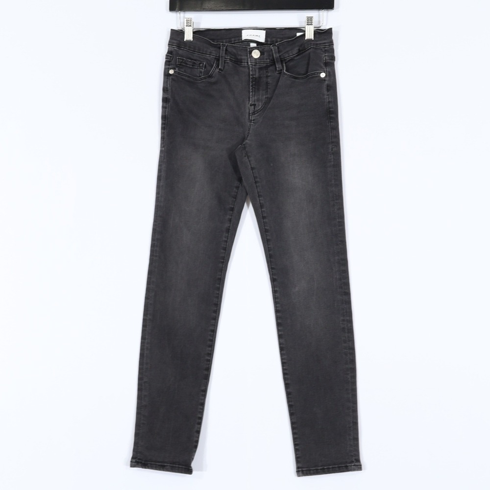 Frame Le Skinny de Jeanne Women 25 Grey Faded Skinny Jeans Streetwear Edgy Slim